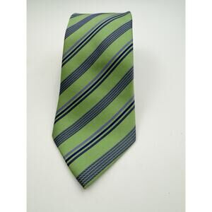 Vintage Yves Saint Laurent YSL Pour Homme Silk Tie - Green & Blue Striped -62 XL
